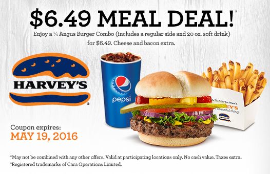  Harvey’s快餐连锁店推出最新优惠券，汉堡套餐仅6.49元！