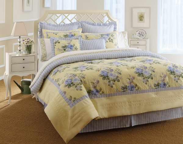  Laura Ashley Caroline Collection King 黄色纯棉被子4件套3折 114.13元限时特卖并包邮！
