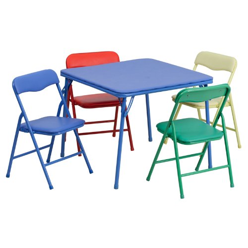  历史新低！Flash Furniture 儿童多彩软垫折叠桌椅5件套5.4折 85.82加元包邮！