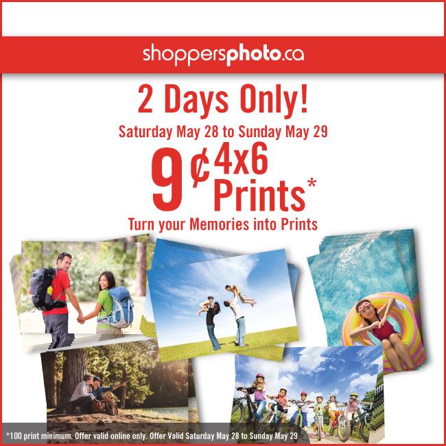  Shoppers Photo冲印4x6寸照片9分钱，100张起冲，仅限5月28日-29日！