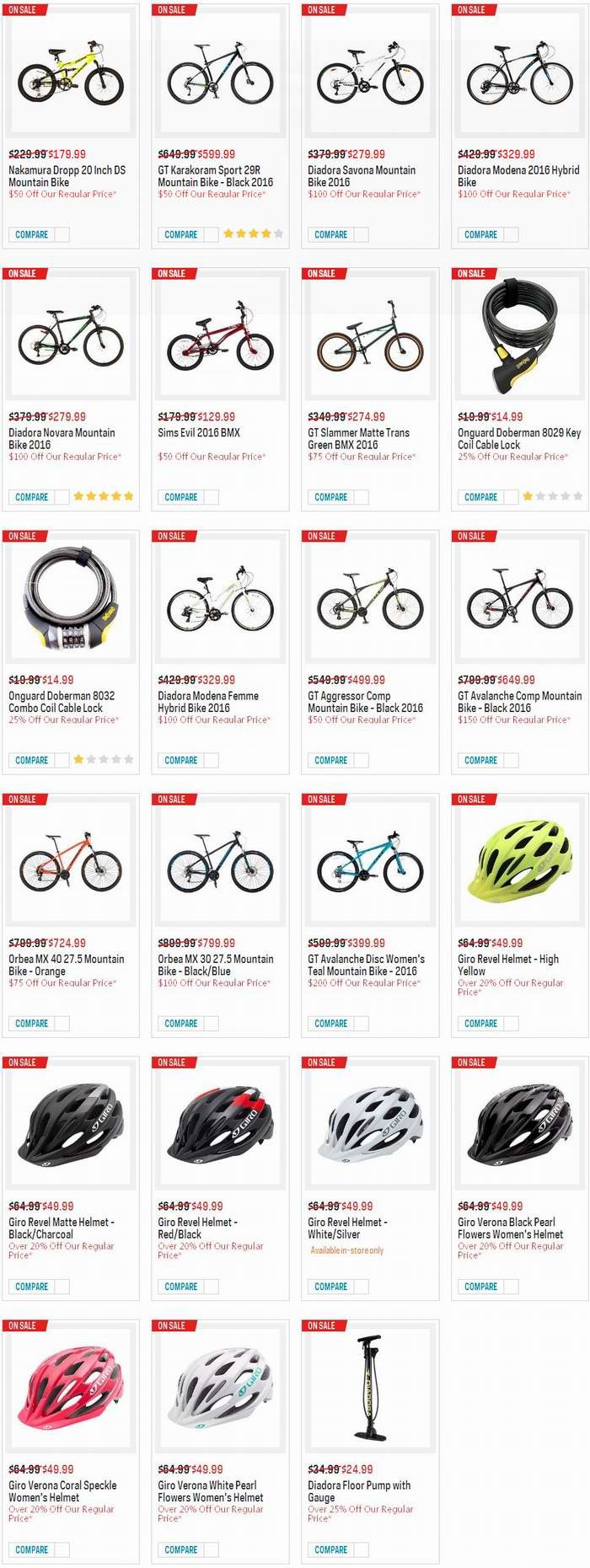 Sport Chek 精选多款GT、Orbea、Diadora等品牌自行车最高立减200元限时特卖！指定款服饰、鞋子5折起！