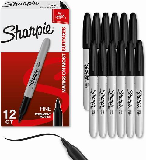  Sharpie FINE POINT 永久记号马克笔12支装 10.44加元（原价 13.99加元）