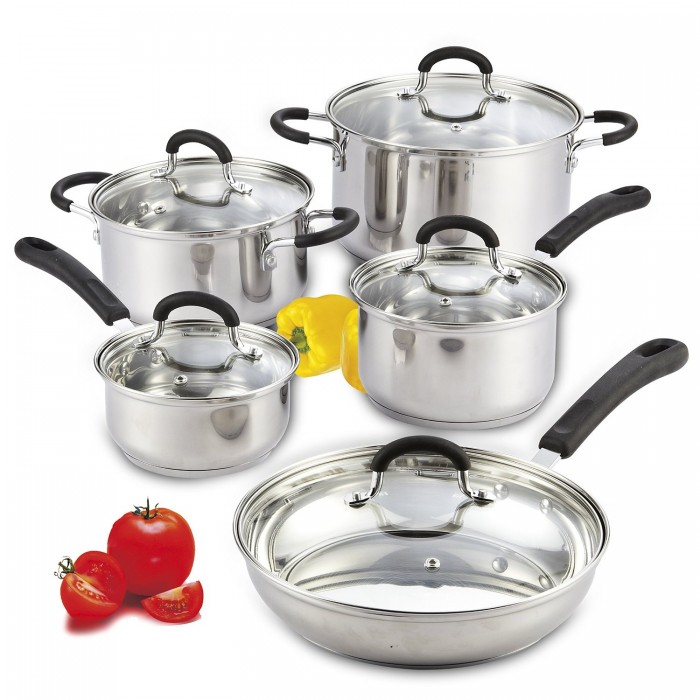  Cook N Home10件套不锈钢锅具 69.99元特卖，原价 79.99元，包邮