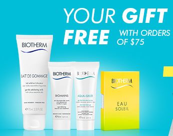  Biotherm 碧欧泉官网促销，满75元送4件套礼品，满120元送沙滩浴巾和一个40毫升Crème Nacrée霜