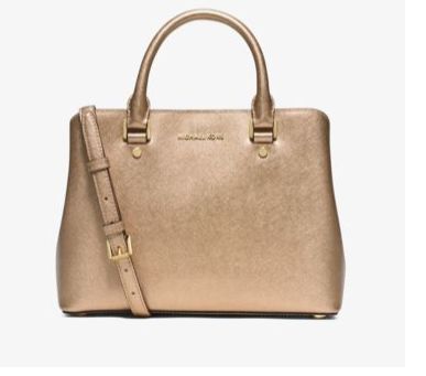  Michael Kors Savannah 金色女款中号手提包/单肩包 186.75加元，原价 378加元，包邮