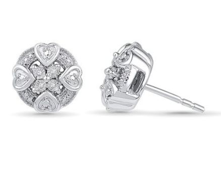  Dgold jewels 圆形钻石时尚纯银耳钉 28.99元特卖，原价 34.99元，包邮
