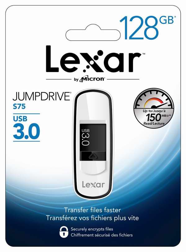  Lexar 雷克沙 JumpDrive S75 USB 3.0 128GB 高速U盘/闪存盘1.9折31.99元限时特卖并包邮！