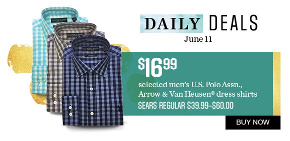  Sears精选102款男式衬衣、西服、西裤、领带等2.8折起限时特卖，额外9折或立减15元！