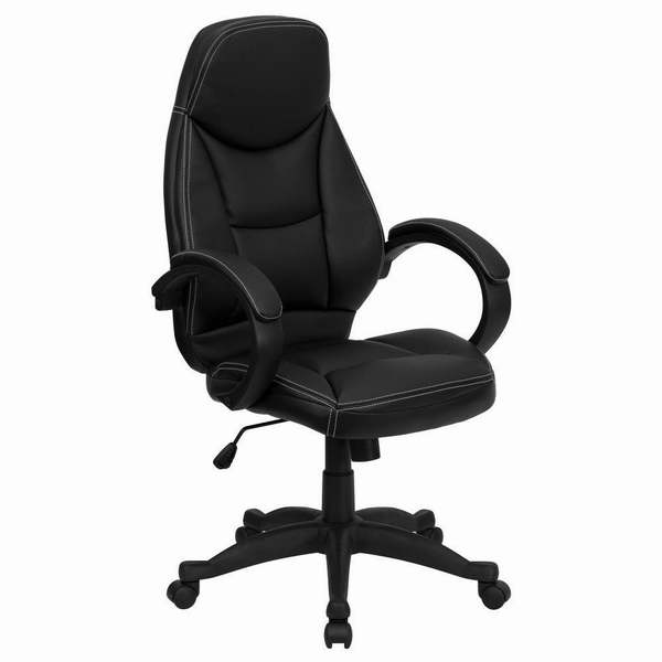  Flash Furniture H-HLC-0005-HIGH-1B-GG 高靠背黑色真皮旋转办公椅3.5折 104.99元限时特卖并包邮！