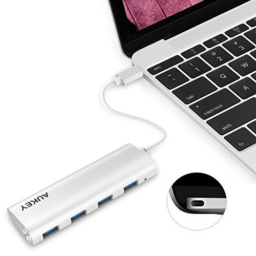  AUKEY 苹果新MacBook USB 3.0 4口铝合金集线器7.4折 16.99元限量特卖！