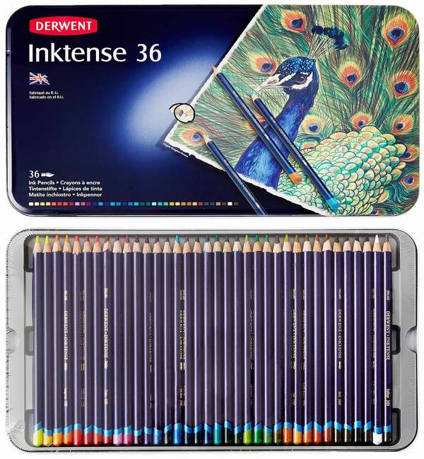  Derwent Inktense 得韵 (2301842) 4mm笔芯 水墨画水溶彩色铅笔36色金属盒4.7折 53.11元限时特卖并包邮！