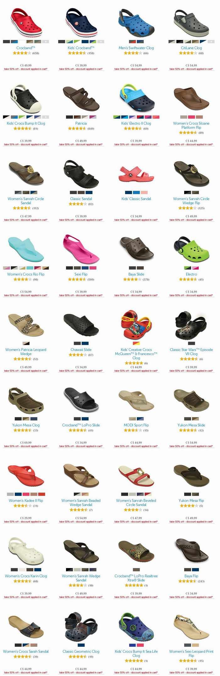 延长一天！Crocs 卡洛驰 精选59款成人儿童夏日凉鞋全部5折限时特卖！