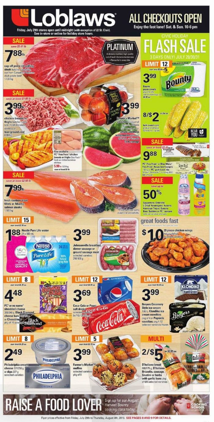  Loblaws超市本周（2016.7.29-2016.8.4）打折海报