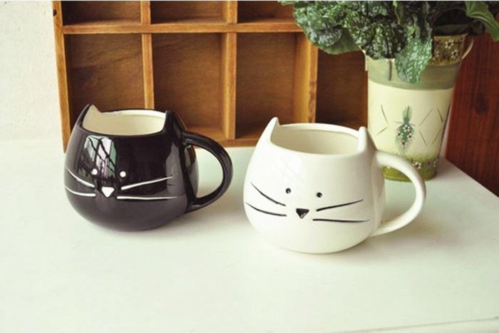  Moyishi-ca 2件套超可爱小白/黑猫咖啡陶瓷马克杯 24.64元限量特卖，原价 28.99元，包邮