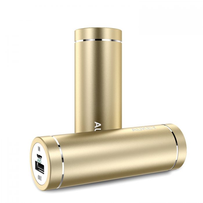 AUKEY  5000mAh 口红式超便携移动电源/充电宝 13.59元起限量特卖（3色可选），原价 19.99元