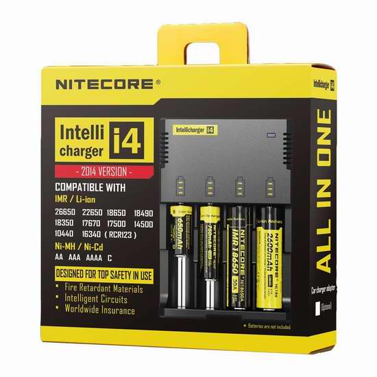  历史最低价！Nitecore 奈特科尔 第二代 i4 微电脑智能充电器6.2折 20.44元限时特卖！