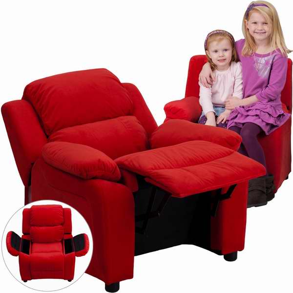  可斜躺，可储物！Flash Furniture  BT-7985-KID-MIC-RED-GG  豪华儿童单人沙发4.7折 83.7元限时特卖并包邮！