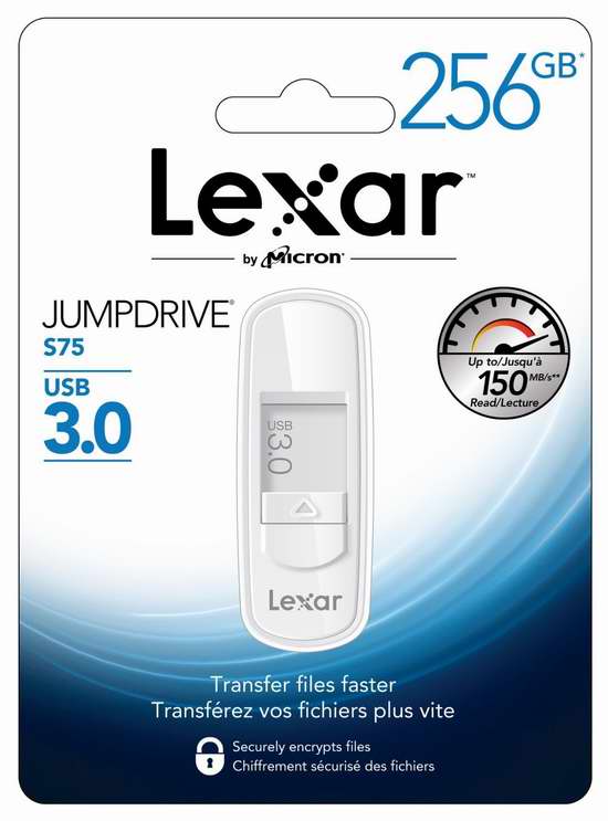  历史最低价！Lexar 雷克沙 JumpDrive S75 USB 3.0 128GB/256GB 高速U盘/闪存盘1.8折 29.99-64.99元限时特卖并包邮！