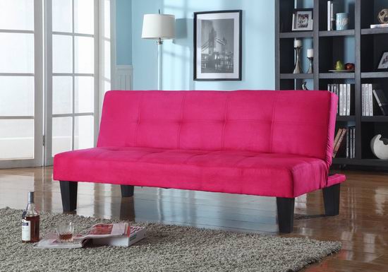  King's Brand Tufted Design 红色超细纤维簇绒柳钉布艺沙发床 5折 145.83元限时特卖并包邮！