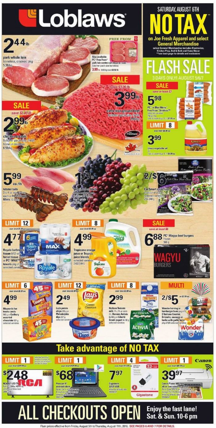  Loblaws超市本周（2016.8.5-2016.8.11）打折海报