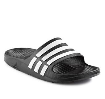  ADIDAS 经典三条杠凉拖鞋 17.85-21元特卖（9 码），原价 28元，包邮