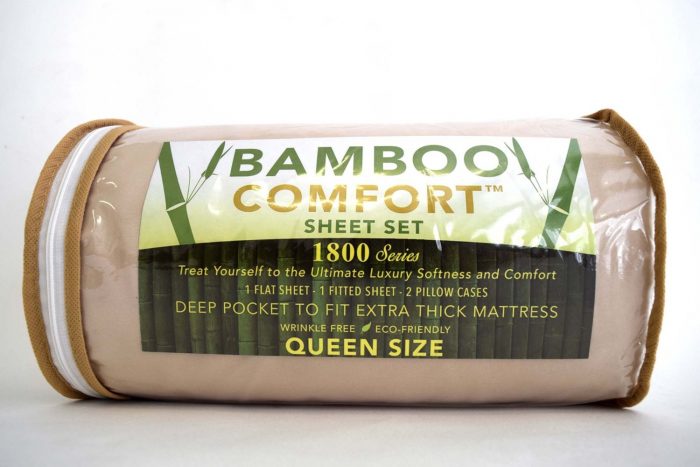  BAMBOO COMFORT 1800系列混纺竹纤维Queen床单4件套 37.49元限量特卖，原价 49.99元，多色可选，包邮
