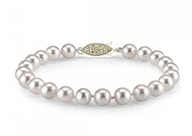  The Pearl Source 14K白金/黄金7-8mm白色圆形淡水珍珠手链 160.65元，原价 729元，包邮