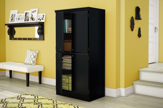  South Shore Furniture Morgan 系列黑色四开门储物柜7折 165元限时特卖并包邮！
