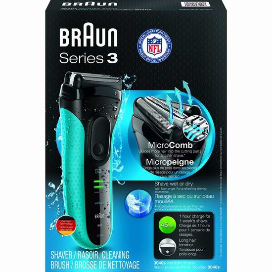  历史最低价！Braun 德国博朗3系 3040S 加拿大版干湿两用剃须刀6.6折 84.99元限时特卖并包邮！