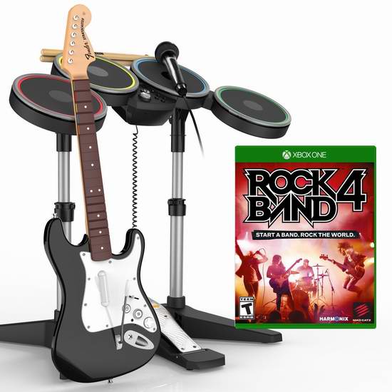  超级酷炫！Xbox One游戏《Rock Band 摇滚乐队4》及乐队套装（无线架子鼓、无线吉他、舞台级USB麦克风）6.3折 220元限时特卖并包邮！