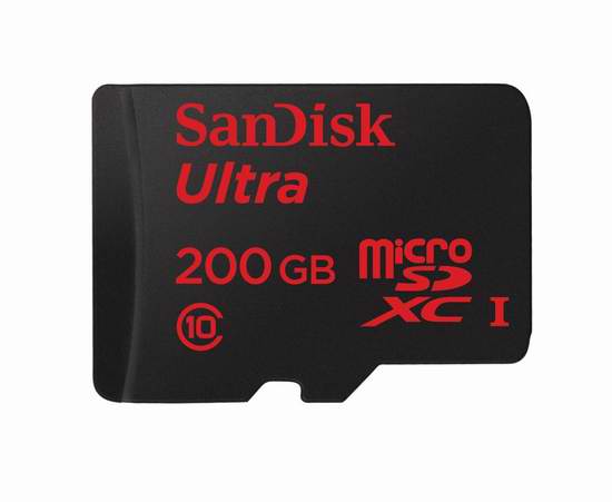  历史新低！SanDisk 闪迪 Ultra 200GB Micro SD SDSDQUAN-200G-G4A 闪存卡+SD适配器2.7折 74.99元限时特卖并包邮！