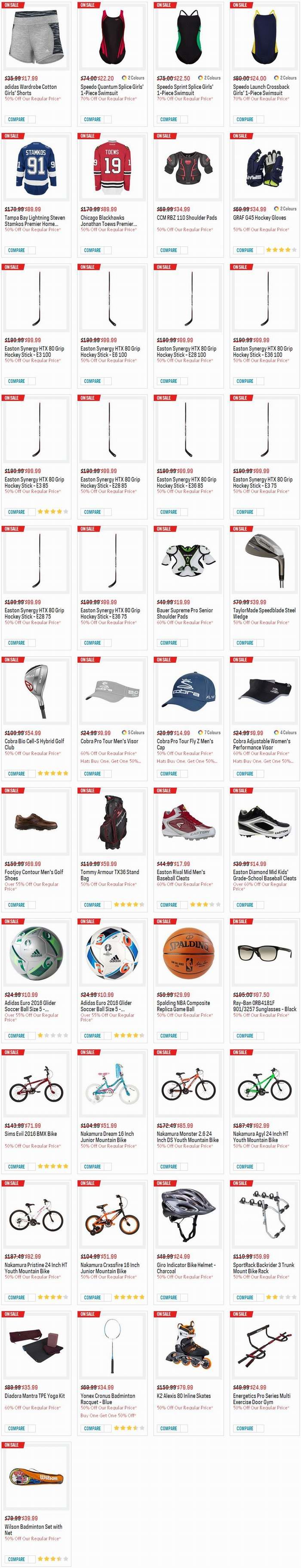 快抢！Sport Chek精选121款Adidas、New Balance、DC、雷朋等品牌成人儿童运动鞋、运动服、自行车、后备箱车架、网球拍、头盔、运动器材、旱冰鞋、太阳镜等3.7-5折限时抢购并包邮！额外9折！再送20-50元抵用券！