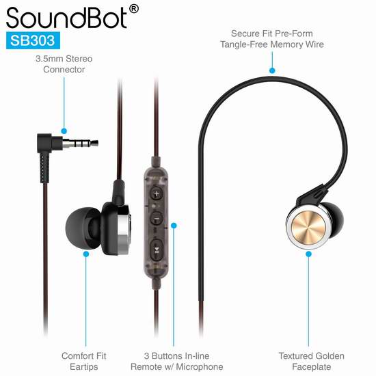  SoundBot SB303 运动防汗极轻型耳塞5.9折 7.64元限量特卖！