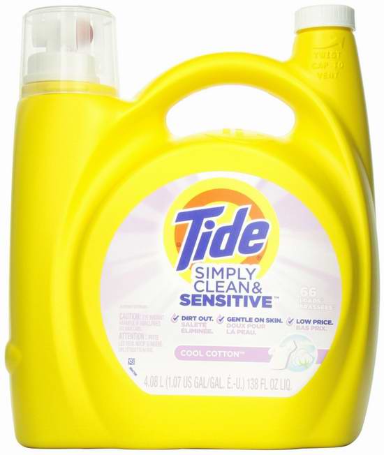  Tide 汰渍 Simply Clean and Sensitive 洗衣液4.08升（66缸）装 7.43加元限时特卖！