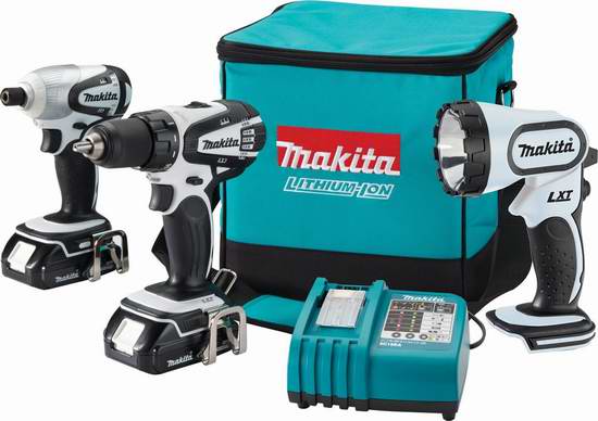  历史新低！Makita 牧田 LCT300W 18伏无绳电筒/电钻/冲击钻3件套3.9折 191.89元限时特卖并包邮！