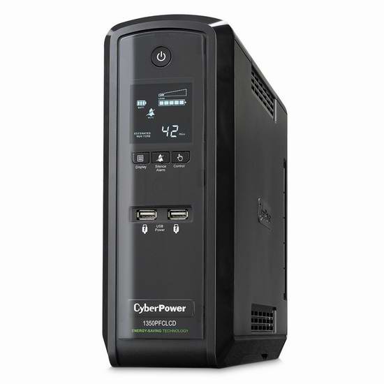  CyberPower CP1350PFCLCD 1350VA 810W UPS 10插座不间断电源6.7折 169.99元限时特卖并包邮！