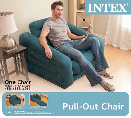  历史新低！可坐可躺！Intex Pull-out 二合一充气沙发/Twin床7.2折 28.85元限时特卖并包邮！