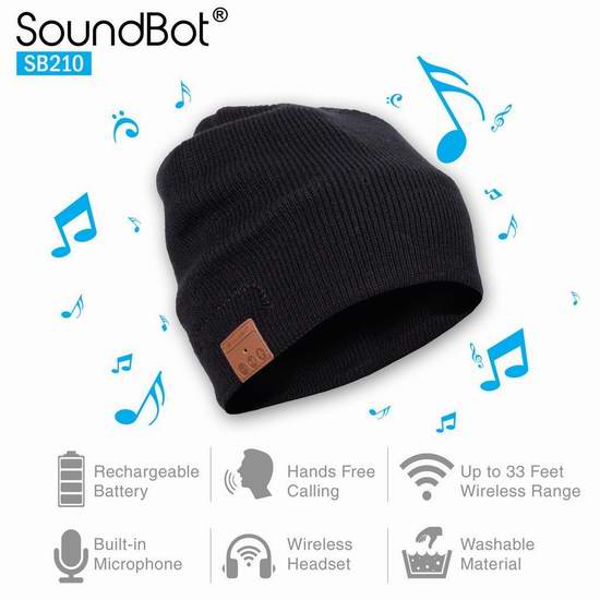  SoundBot SB210 蓝牙立体声/免提电话/耳机帽5.1折 9.99元限量特卖！