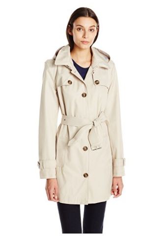  Tommy Hilfiger 女式经典单排扣长款连帽风衣2.3折 56.89元起限时清仓并包邮！三色可选！