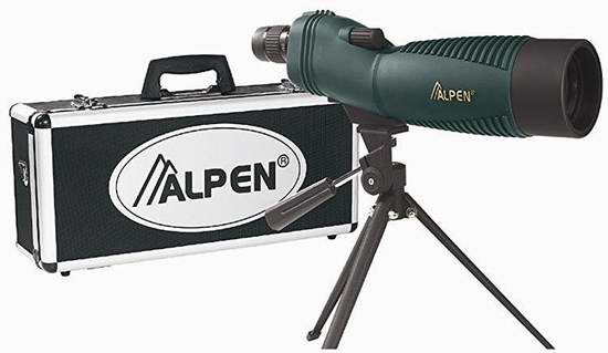  历史新低！Alpen 18-36-60 防水单筒观鸟狩猎望远镜4.5折 181.11元限时特卖并包邮！