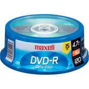  历史最低价！Maxell DVDR SPN 16倍速DVD刻录光盘15张3.3折 5.99元限时特卖！
