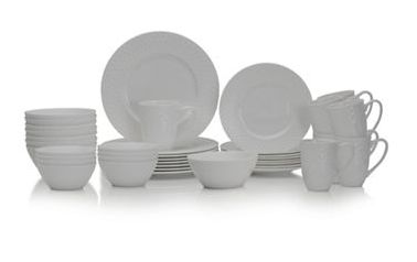  Mikasa Trellis 白色骨瓷餐具40件套装1.9折149.99元限时特卖并包邮！