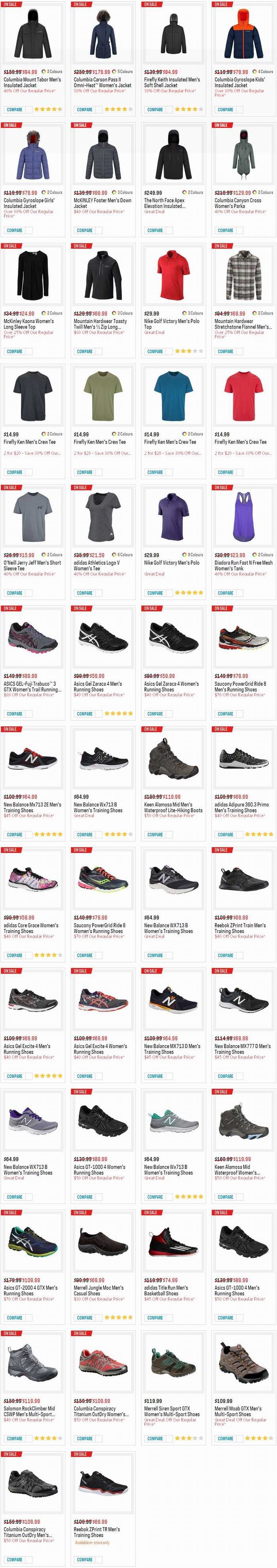 Sport Chek破门抢购，精选50款 New Balance、The North Face、Columbia、Adidas 等品牌成人儿童防寒服、T恤、运动鞋等5折起限时特卖并包邮！额外9折！