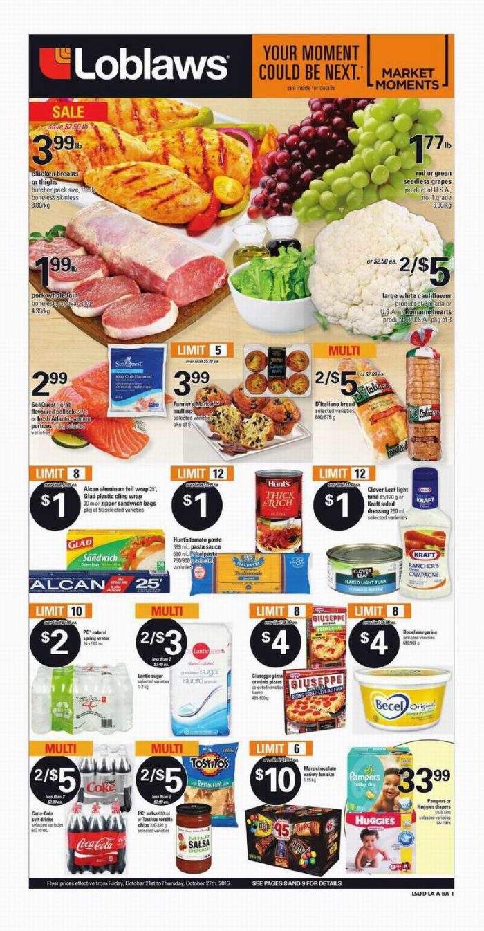  Loblaws超市本周（2016.10.21-2016.10.27）打折海报