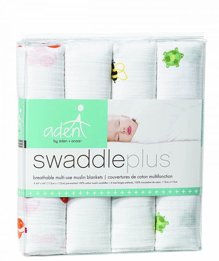  aden by aden + anais婴儿Muslin棉纱襁褓/毛毯4条装 19.99元特卖，原价 44.99元，包邮