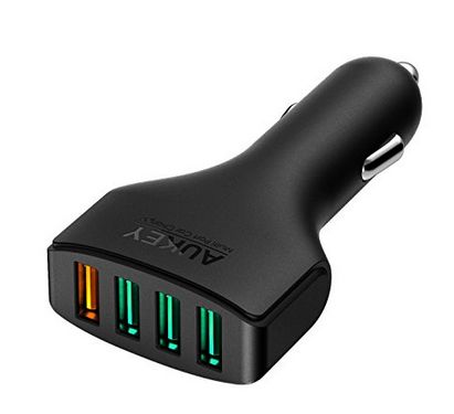  AUKEY 快速充电 54W/2.4A  4端口USB车载充电器 9.99元限量特卖，原价 13.99元