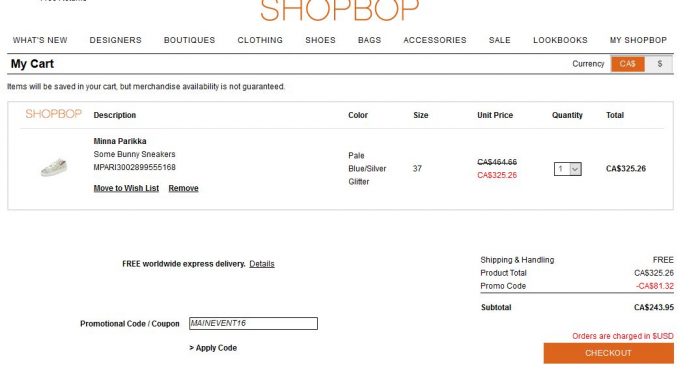 Shopbop秋季促销，全场额外享受7折优惠！包邮