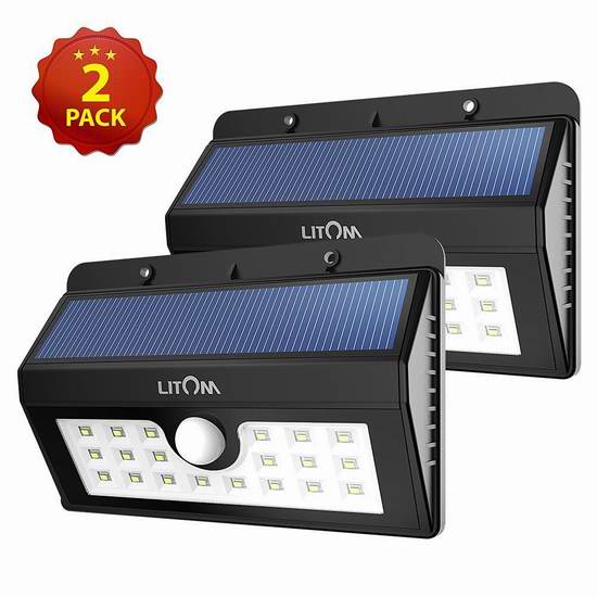  Litom 20 LED 超亮太阳能室外运动感应灯2件套 44.99加元限量特卖并包邮！
