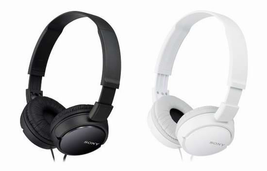 Sony MDRZX110 耳罩式立体声耳机5折 17.49加元！黑白两色可选！