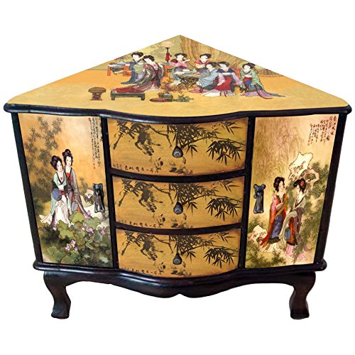  Oriental Furniture 中国风复古三抽屉角柜 182.4元限时清仓并包邮！